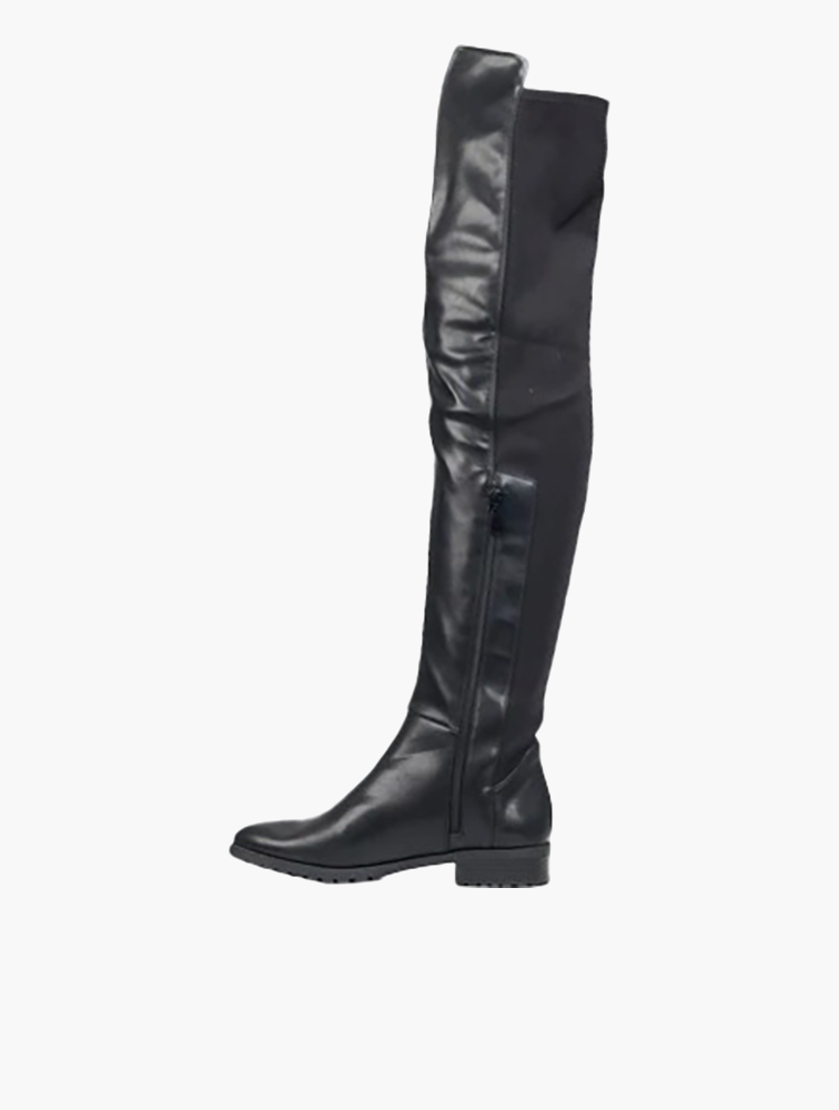MyRunway | Shop Miss Black Black Krabi 1 Faux Leather Lycra Boots